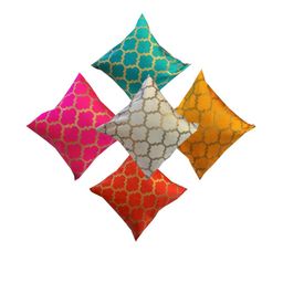 Pink Parrot Pink & Orange Set of 5 Ethnic Motifs Square Cushion Covers-image-18