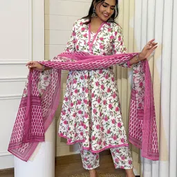 KALINI Women Floral Printed Empire Kurta & Trousers & Dupatta-picture-40