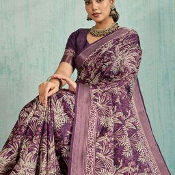 PBS PRINTS Floral Printed Zari Tussar Saree-image-60