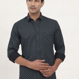 JADE BLUE Geometric Printed Slim Fit Opaque Casual Cotton Shirt-picture-0