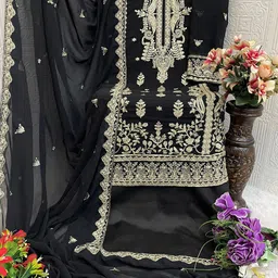 ANAMSA Floral Embroidered Zari Semi-Stitched Dress Material-picture-32