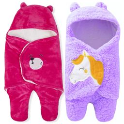 Brandonn Flannel Hooded Wearable Blanket Unicorn Patch Pack of 2 - Hotpink, Purple-image-53