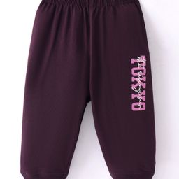 Doreme Single Jersey Knit Full Length Lounge Pants With Text Print - Wine-picture-24
