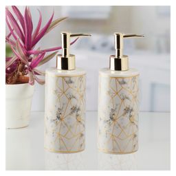 KOOKEE Ceramic Soap Dispenser for handwash for Bathroom, Grey/Gold, (Set of 2) (10936)-image-64