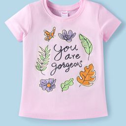 Tango Single Jersey Knit Half Sleeves T-Shirt With You Are Gorgeous Text Print- Pink-3