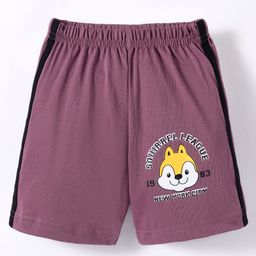 Tango Single Jersey Knit Knee Length Shorts with Squirrel Print - Wine-image-90