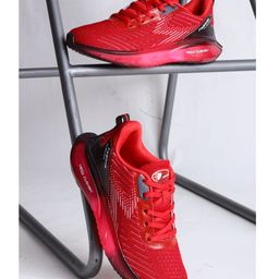 ABROS Mesh Detailed Colour Blocked Shoes - Red & Black-picture-39
