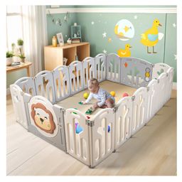 Baybee Lion Kids Playpen for Babies | Foldable Indoor & Outdoor Baby Play Area with Safety Lock & Double Knob | 18-Panel Activity Play Yard for Toddlers-21