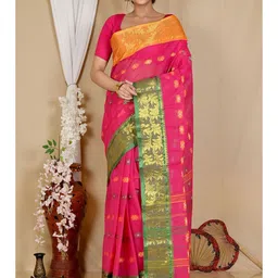 DipDiya Woven Design Zari Pure Cotton Taant Saree-picture-26