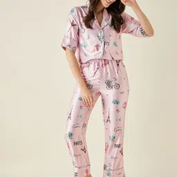 The Kaftan Company Women Conversational Printed Night suit-image-56