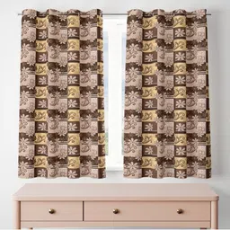 POORAK Brown 2 Pieces Floral Sheer Window Curtain-image-23