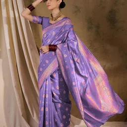 DEVATITHI Ethnic Motifs Zari Silk Blend Banarasi Saree-image-46
