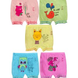 inner element Infant Girls Pack Of 5 Printed Cotton Bloomers LCPP_Bloomer_PK5_45-17