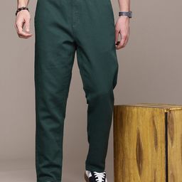 The Roadster Life Co.  Men Textured Relaxed Fit Pure Cotton Chinos Trousers-image-32
