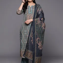 Libas Ethnic Motifs Printed Kurta with Trousers & With Dupatta image 3