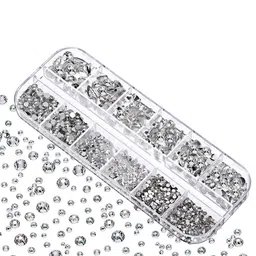 Ekinsu Set Of 12 Stone Grid Nail Art Accessories-10