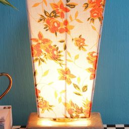 Devansh Cream-Coloured & Orange Printed Contemporary Table Lamp with Shade image 3
