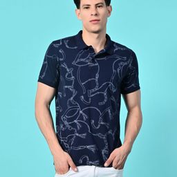 STARFOX Men Graphic Printed Polo Collar Cotton Slim Fit T-shirt-image-100
