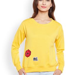 Belle Fille Women Yellow Solid Sweatshirt-image-64