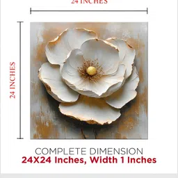 OLIVE TREE White And Gold-Toned Floral and Botanical Canvas Wall Art-image-12