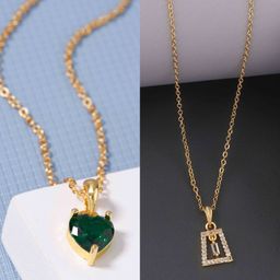 Boghra Sales Set Of 2 Gold-Plated Alloy American Diamond Chain-16