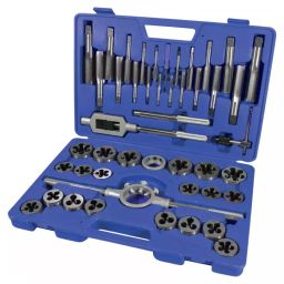 Senator 45 Pcs Threading Set Carbon Steel Round Die Straight Flute Tap & Die Set, SHR0869990Y-11