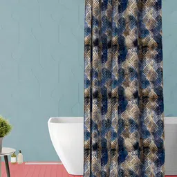 ArtzFolio Blue & Beige Printed Waterproof Shower Curtain-image-99