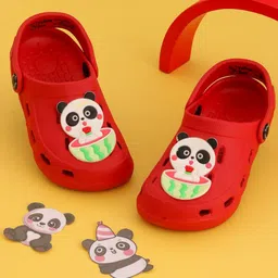 Yellow Bee Girls Panda-Themed Printed Clogs-43