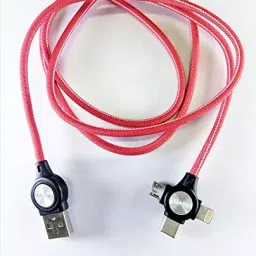 Detec 2A 3 - in - 1 USB Type Data & Charging Cable Red-27