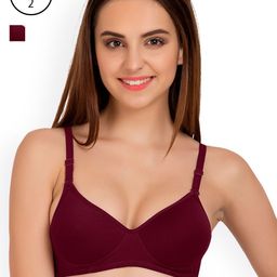 Tweens Burgundy Pack of 2 Full-Coverage T-shirt Bras TW91301-image-77