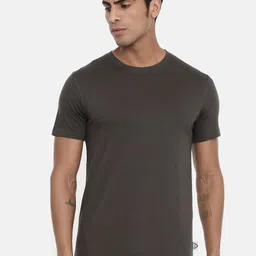 zebu Men Charcoal Grey Solid Round Neck Lounge T-Shirt-image-98