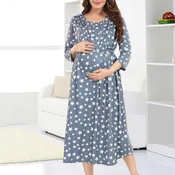 MomsBae Printed Maternity Nightdress-image-16