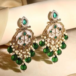 ASMITTA JEWELLERY Gold-Plated Stone Studded Contemporary Drop Earrings-32