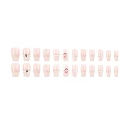 Secret Lives Set Of 24 Glossy With 3D Heart Bow Design Press On Artificial Nails-0