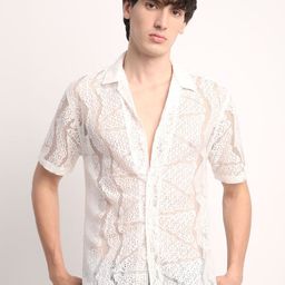 Voroxy Men Relaxed Semi Sheer Casual Shirt-image-45