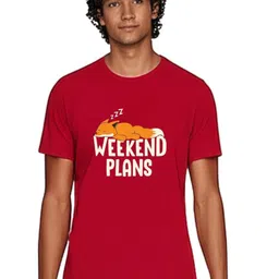 PULP Unisex Weekend Plans Typography Printed Round Neck Pure Cotton T-Shirt-17