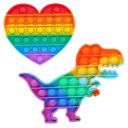 Enorme Dinosaur Heart Shape Pop Bubble Stress Relieving Silicone Pop It Fidget Toys Pack of 2 - Multicolor-3