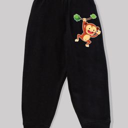 KAVEE 100% Cotton Biowashed Full Length Lounge Pant Monkey Print - Black-image-54