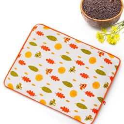 Babyhug Cotton Head Shaping Mustard Seeds Pillow Racoon Print - Orange-23