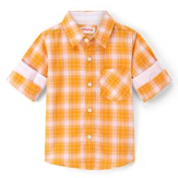 Babyhug 100% Cotton Woven Full Sleeves Checkered Shirt - Yellow-image-42