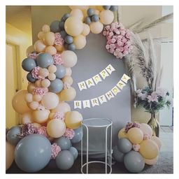 Bubble Trouble Grey & Peach balloons birthday decoration items Grey peach & white - Pack of 58-image-55