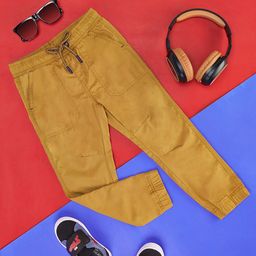 Pantaloons Junior Solid Jogger Style Pant - Khaki Brown-image-69