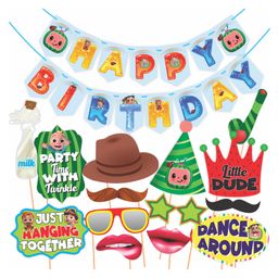 Wobbox Happy Birthday Props Happy Birthday Banner Cocomelon Theme Decoration Items Multi Color -Pack Of 14-image-68
