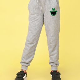 NUSYL Cotton Blend Full Length Baby Monster Printed Joggers - Grey-image-85