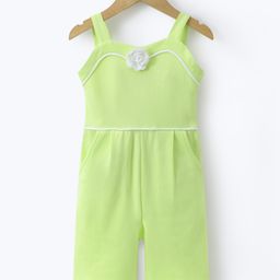 Mark & Mia Cotton Singlet Sleeves Jumpsuit with Floral Applique - Light Green-image-93