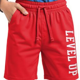 Pine Kids Looper Knit Above Knee Length Shorts With Text Print - Red-picture-15