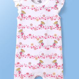 Doodle Poodle 100% Cotton Frill SleevesFloral Printed Romper - White-image-93