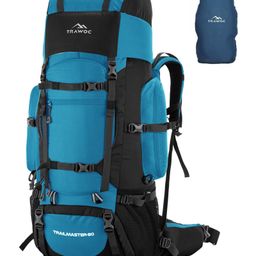 TRAWOC TRAILMASTER 80L Travel Backpack Rucksack with Rain Cover Shoe Compartment Laptop Section Sky Blue 3 Year Warranty-image-38