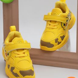 TRUFFLE COLLECTION Duck Patch Embroidered Mesh Detailed Velcro Closure Sneakers - Yellow-image-100