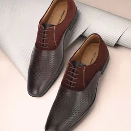 Provogue Men Textured Leather Formal Oxfords-image-53